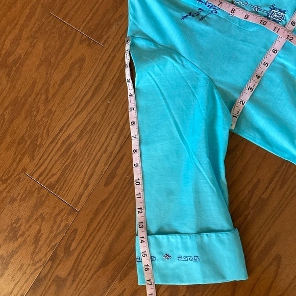 Vintage Lyre Bird Tianjim China Hand Embroidered Floral Blue Dress Robe - Picture 9 of 11